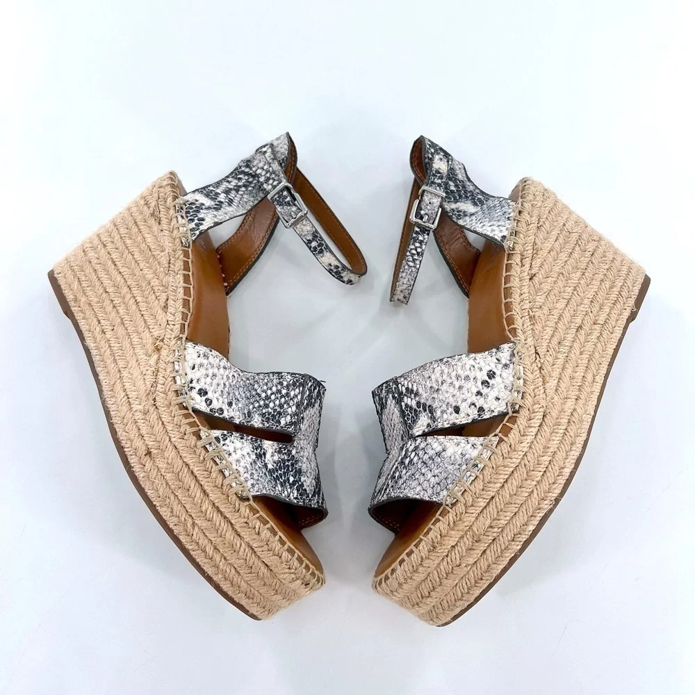 FRANCO SARTO Talya Espadrille Wedge Sandal Snake print size 9.5 M